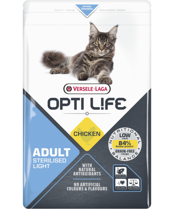 VERSELE LAGA OPTI LIFE CAT STERILISED LIGHT -CHIKEN -DLA DOROSŁYCH STERYLIZOWANYCH KOTÓW