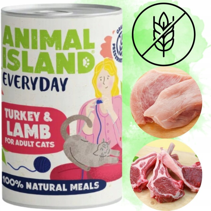 Mokra karma dla Kota indyk jagnięcina Everyday 400g Animal  Island
