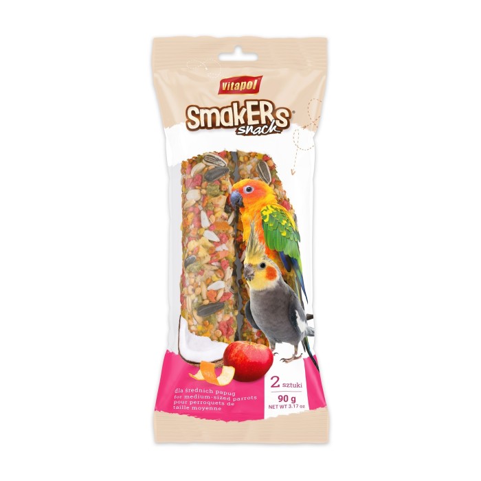 Smakers owocowy dla średnich papug w folii, 90 g